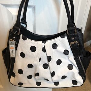 Black & white polka dot handbag-Brand New